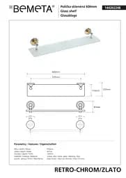 Полиця скляна Bemeta Retro 144202248, Золотий - мініатюра 2