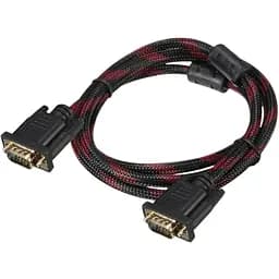 Кабель VGA 3+4 1080Р FullHD 10 m 2 феррита оплетка круглый Black/Red