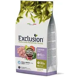 Сухий корм для дорослих собак дрібних порід з надмірною вагою та зниженою активністю Exclusion Noble Grain Light Chicken Small Breed, з м’ясом курки, 2 кг