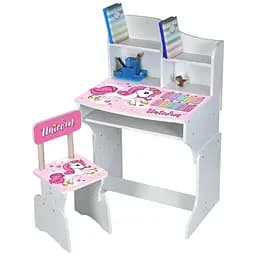 Детская парта DSM M 904-2 для обучения дома и в школе с полкой для хранения эргономичная белая