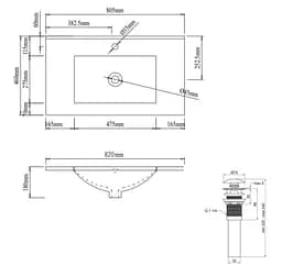Раковина врізна меблева Qtap Albatross 820x460x180 White з донним клапаном QT01113080CW148475 - мініатюра 7