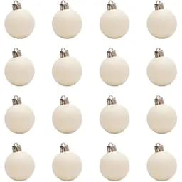 Набір ялинкових куль 16 шт D4 см білий гліттер пластик (250959)