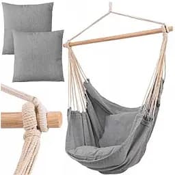 Підвісне крісло гамак бразильський стілець Heckermann + 2 подушки Gray