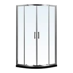 Душевая кабина угловая RJ 100x100 раздвижная, прозрачное стекло 8 мм с покрытием Nano, с ПВХ-подиумом, хром K9170V-FBM-1004, прозрачная, хром