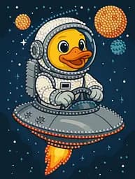 Алмазна мозаїка вибіркова Качка в космосі 15×20 см AMV1202