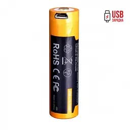 Акумулятор 18650 Fenix 2600 mAh із micro-usb зарядкою (Чорно-жовтий) - мініатюра 2