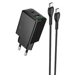 СЗУ Hoco N71 Nuevo PD30W+QC3.0 (1USB-A/1C) + кабель Type-C to Type-C Black