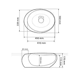 Умивальник VBI Valiano marble black matt накладний VBI-016101, Чорний матовий - мініатюра 2