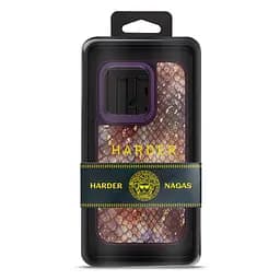 Кожаный чехол для Apple iPhone 14 Pro, Harder Nagas, фиолетовый, термополиуретан ТПУ + экокожа с имитацией кожи Наги, панель, защита корпуса, противоударный, микрофибра, рамка вокруг камеры, защита всего корпуса, (ARM76754) - мініатюра 3