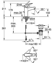 Змішувач для умивальника M-Size Grohe Euroeco 24265001 Хром - мініатюра 4