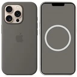 Чохол Silicone case (AAA) with Magsafe and Animation для Apple iPhone 16 Pro (6.3) Stone Grey