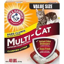 Бентонитовый наполнитель Arm & Hammer MULTICAT 18.14 кг комкующийся для кошачьего туалета ароматизированный