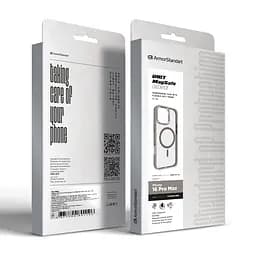 Чехол Apple iPhone 16 Pro Max, Unit MagSafe, серый, прозрачный, магсейф, ударопрочный, магнитный, панель-накладка с поддержкой MagSafe, с поддержкой беспроводной зарядки, TPU+PC, защита всего корпуса, ударопрочный, ArmorStandart (ARM78714) - мініатюра 6