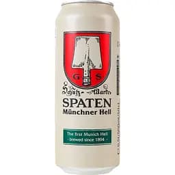 Пиво Spaten Münchner Hell, світле, фільтроване, 5,2%, з/б, 0,5 л (786386)