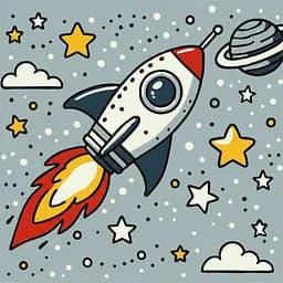 Набор для росписи по номерам для детей 5+ Космическая ракета, Ideyka, 25x25 см, КНО1229