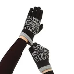 Рукавички ArmorStandart Touch Gloves Snowflake с орнаментом Black (ARM59993) - мініатюра 4