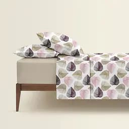 Комплект постільної білизни Cosas Pastel leaves Двоспальний бежевий (LeafBeigeRoseBlack_El160-07Savana_180) - мініатюра 2