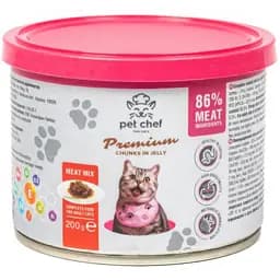 Вологий корм для котів Pet Chef шматочки в желе м'ясний мікс 200 г