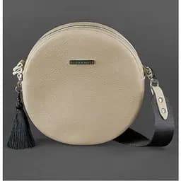 Кругла жіноча шкіряна сумочка Tablet світло-бежева