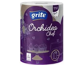 Grite, Orchidea, 1 рул., Рушники паперові Гріте Орхідея, 3-шарові, 41 м, 230 аркушів, 230х170 мм - мініатюра 2