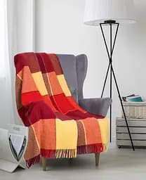 Плед вовняний Vladi Ельф 170х210 яскраво.жовто-червоно-бордовий 1 (1105)