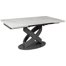 Стол обеденный Prestol Ричмонд раскладной 160/240х90х75 см молочный глянец черные ножки