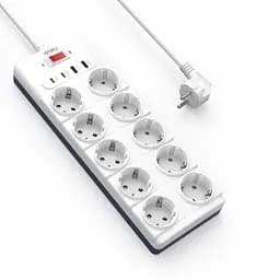 Мережевий подовжувач WIWU 14 in 1 20W GaN Power Strip 2C+2A+10AC Wi-S008 EU (2 m) White (6977703656268) - мініатюра 3