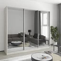 Шкаф-купе трехдверный MebelStar Уни AL 3 Зеркала 240x60x210 см Аляска серый (MBS-3140)