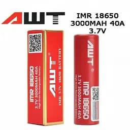 Акумулятор літій іонний 18650 для вейпа (акб — батарейка) — акум AWT Battery Червоний із доставкою (NS) - мініатюра 2
