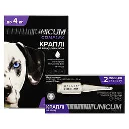 Капли Unicum Complex Рremium от гельминтов, блох и клещей для собак 0-4 кг 4 шт. (UN-031)