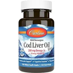 Жирные кислоты Carlson Labs Cod Liver Oil Gems Mini 100 капсул