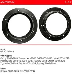 Проставки під динаміки 165 мм / 6.5" ACV 271320-24 для автомобілів Audi, Skoda, Volkswagen - мініатюра 4