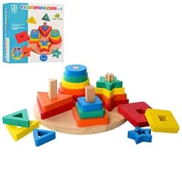 Дерев'яна іграшка Limo Toy "Геопірамідки" 20 фігур MD2630