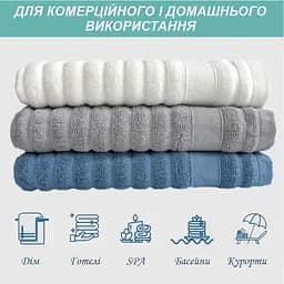 Рушник банний Lovely Svi – 100% бавовна - м’який, швидковисихаючий, жакардовий з ребрами та високою абсорбцією 70х140 см Білий - мініатюра 3