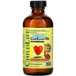 Риб'ячий жир для дітей ChildLife печінки тріски зі смаком полуниці 237 мл (CDL10500)