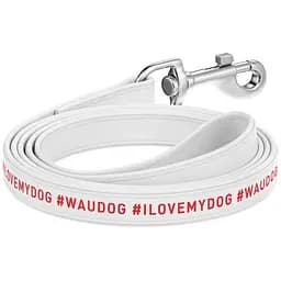 Поводок для собак Waudog Design кожаный, рисунок "Я люблю свою собаку", L-XXL белый