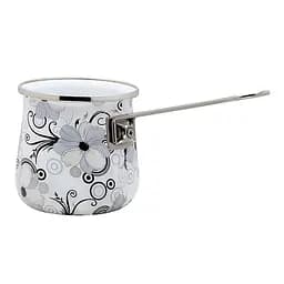 Ковшик турка для варіння кави кавоварка емальована з принтом "Мереживо" 600 мл Interos 87978