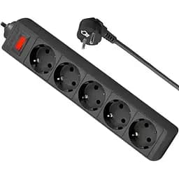 Power filtr 1.8м Defender ES1.8, чорний, 5 розеток, з вимикачем (994840)