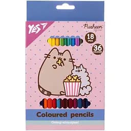 Олівці кольорові Yes Pusheen двосторонні 18 шт. 36 кольорів (290769)