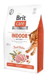 Беззерновой сухой корм для кошек живущих в помещении Brit Care Cat GF Indoor Anti-stress, с курицей, 2 кг