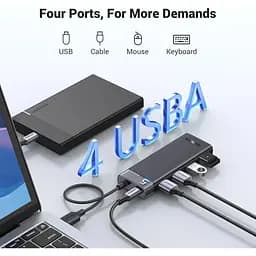 Концентратор Ugreen USB 3.0 to 4xUSB 3.2 Gen1 CM653 black (15548) - мініатюра 3