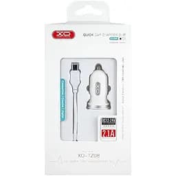 Автомобільний зарядний пристрій XO TZ08 2.1A/2 USB Type-C Cable White - мініатюра 2