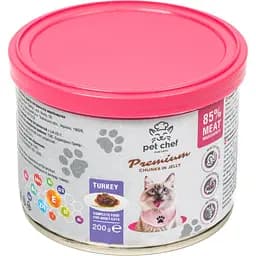 Вологий корм для дорослих котів Pet Chef Шматочки в желе з індичкою 200 г - мініатюра 2