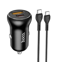 Комплект зарядный автомобильный HOCO NZ5 Smooth road car charger 30 W 2 порта с кабелем Type-C to Type-C черный