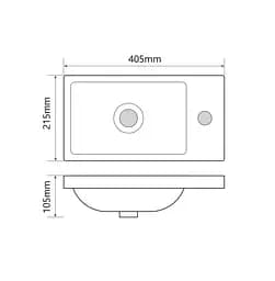 Умивальник меблевий Mixxus Premium Quadro-1501 400x215x105 мм з отвором під змішувач MP6502, Білий - мініатюра 7