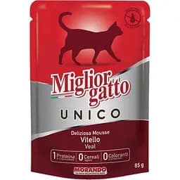 Вологий корм для котів Migliorgatto Unico з телятиною 85 г