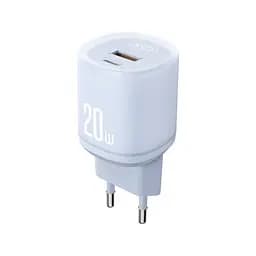 Мережевий зарядний пристрій XO L144(EU) PD20W 1USB-A+1USB-C Fast Charger Синій - мініатюра 3