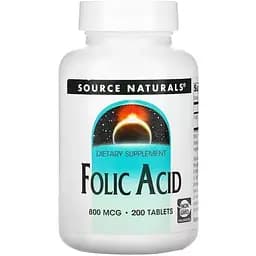 Вітамін В9 Source Naturals Folic Acid 800 mcg, 200 таблеток