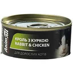  Вологий корм для котів AnimAll з кролем та куркою 80 г