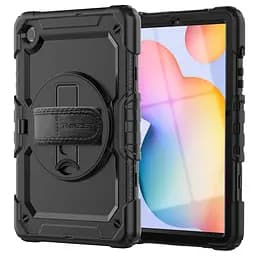 Протиударний захисний чохол для планшета Samsung Galaxy Tab S6 Lite 2024 P625/P620, Panzer, чорний, силікон + полікарбонат, накладка з підставкою і ремінцем на плече, з посиленими кутами, 360°, ArmorStandart (ARM82519)